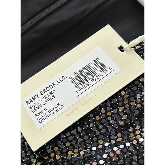 Ramy Brook  Esme Metallic Mini Cocktail Party Dress Womens Black Size 6 - Picture 6 of 7